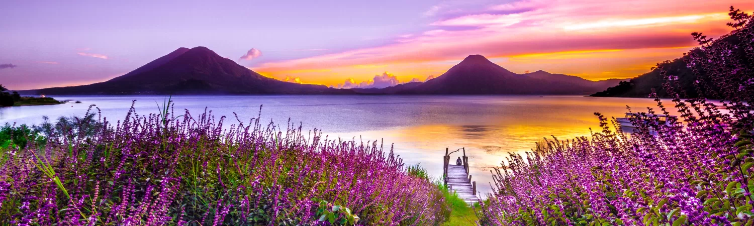 Stunning sunset over Lake Atitlan
