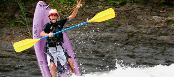 Kayak guide having some fun on the job!