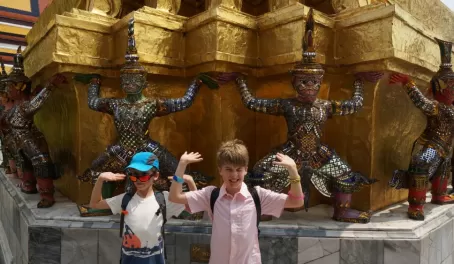 mimicking the temple statues