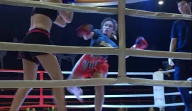 Wind up kick at Chiang Mai Boxing Stadium