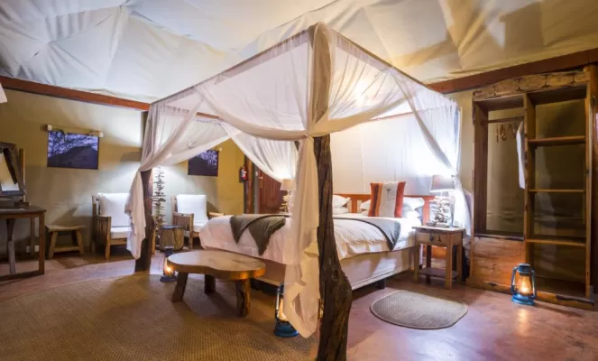 King luxury tent at Mukambi Safari Lodge