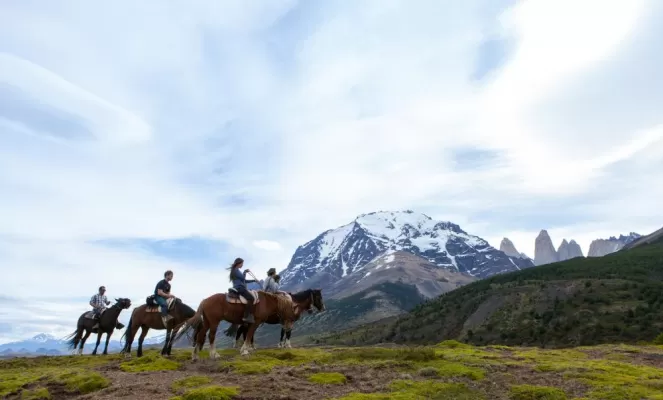 Horseback riding through Torres del Paine