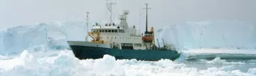 Cruising around icebergs in the Arctic