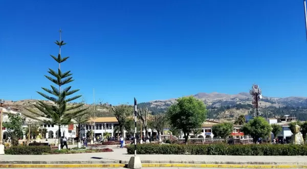 The Plaza de Armas in Huaraz