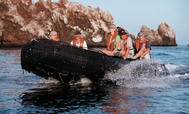 Cruising around the Galapagos in a Zodiac