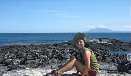 Hanging out with a few marine iguanas in the Galapagos