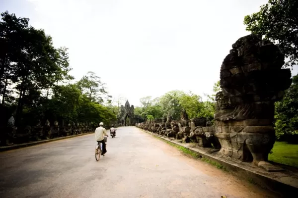Bridge to Bayon temple in Angkor