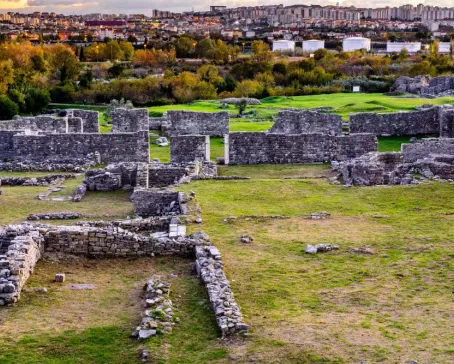 Salona ruins with city of Split in background