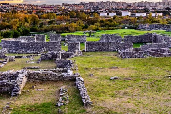 Salona ruins with city of Split in background