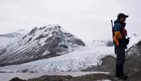 Our Expedition Leader on the ridge of Erikbreen