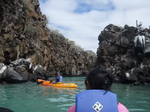 Kayaking along the rocks