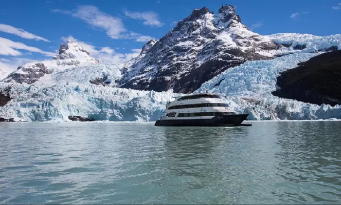The MV Santa Cruz exploring Patagonia's ice field