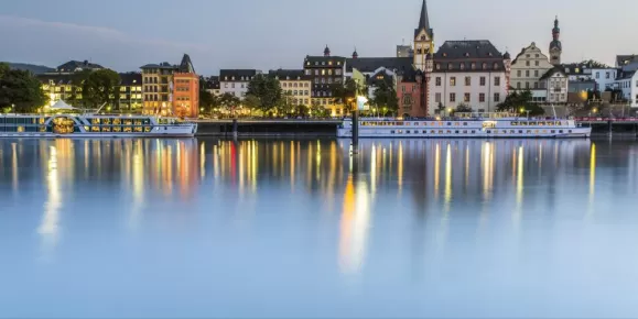 Old city of Koblenz by night