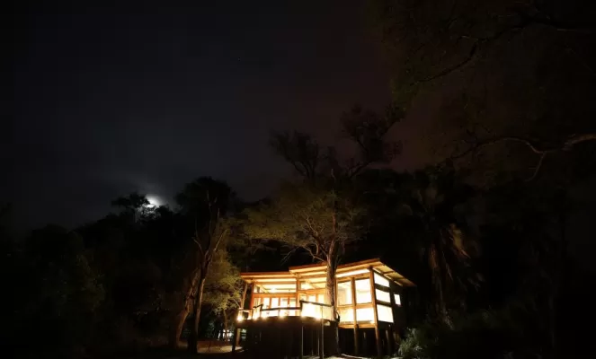 Exterior of the camp at night