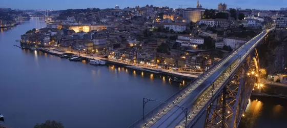 Charming city of Porto at night