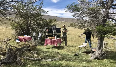 setting up for a Patagonia picnic