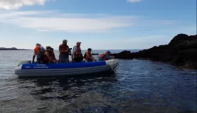 Zodiacs bound for shore, Galapagos