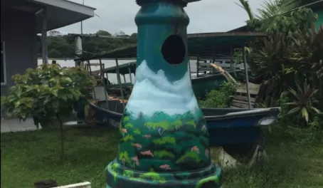 Statue, or trash can? It can be both in Tortuguero!
