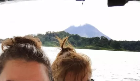 Taking the boat across Lake Arenal