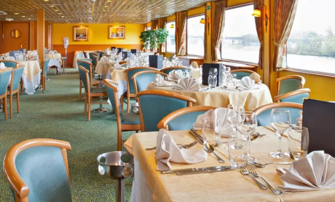 Restaurant aboard the MS Leonard De Vinci