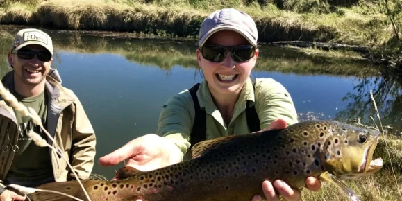 Big smiles fly fishing in Patagonia