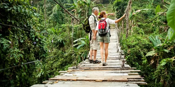 Hiking through the rainforest