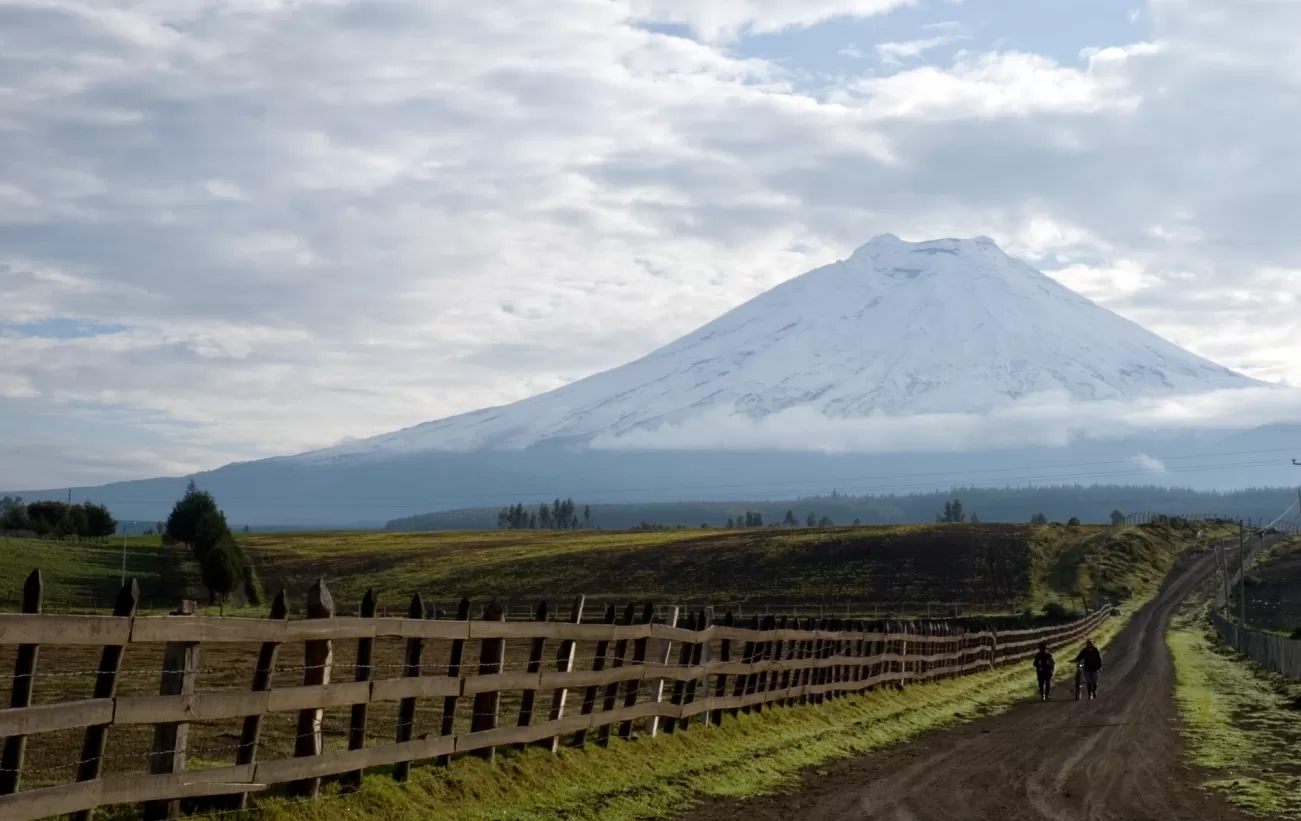 Walking toward Cotopaxi Volcano