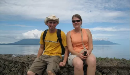 waiting for the ferry, Ometepe Island in the background