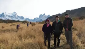 Posing with the scenery during a class field trip to reforest Torres del Paine National Park