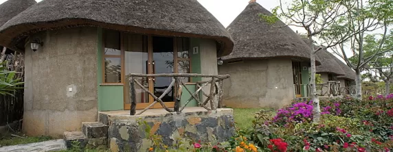 Exterior view of the tukuls at Kanta Lodge