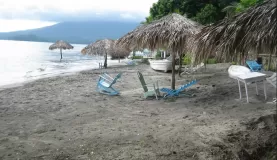 Santo Domingo Beach on Ometepe Island, the water level high