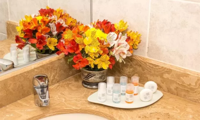Bathroom amenities at the Hotel Hacienda Plaza de Armas