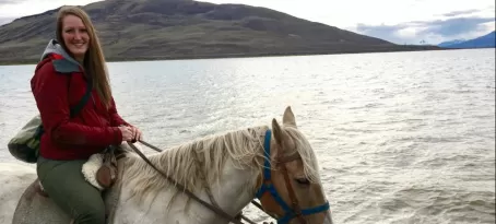 I'm happiest on a horse. Look at that beautiful El Calafate Lake!