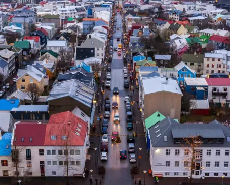 Street view of old town Reykjavik