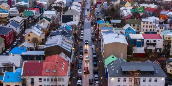 Street view of old town Reykjavik