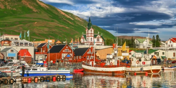 Historic town of Husavik on the North Coast
