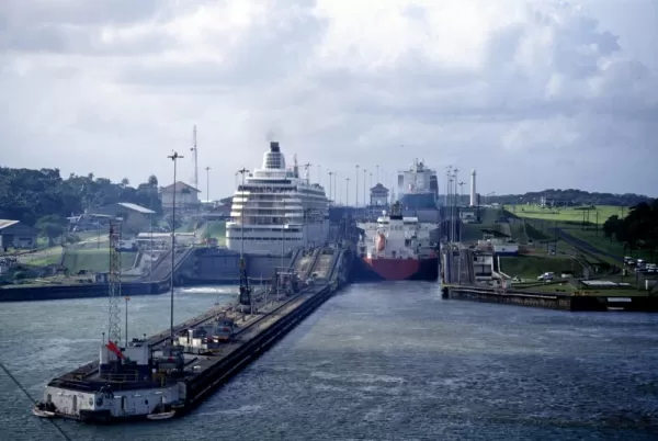 Ships in Gatun Locks, Panama Canal