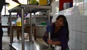 Cleaning the kitchen at Mantay