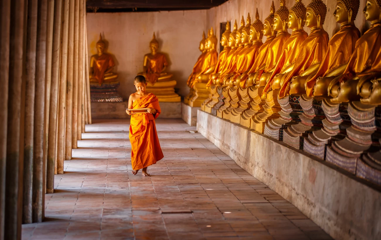 Young monk in a temple