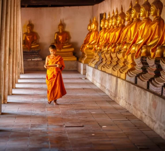 Young monk in a temple