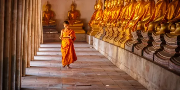 Young monk in a temple