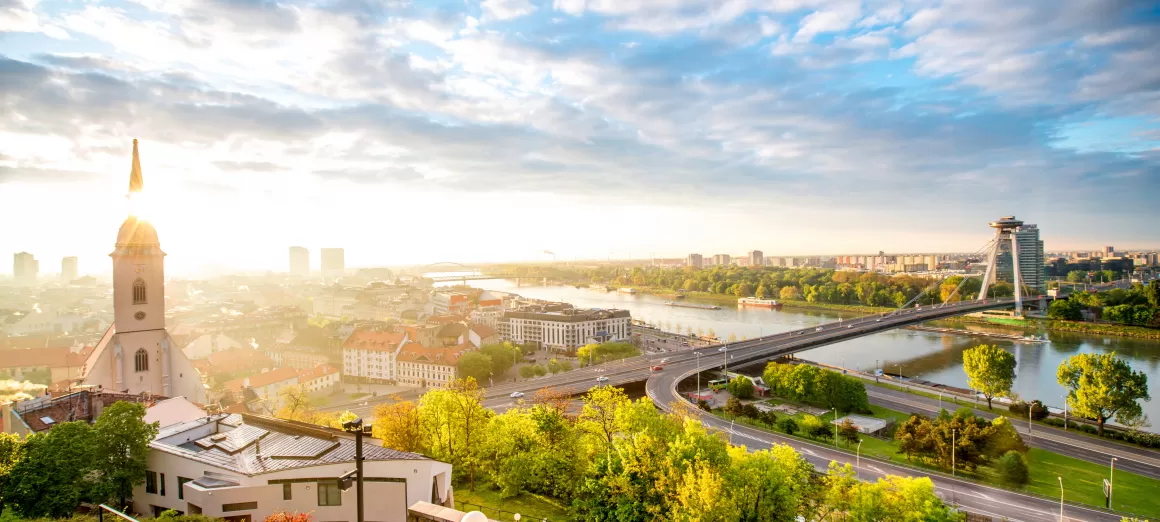 Morning view on Bratislava city
