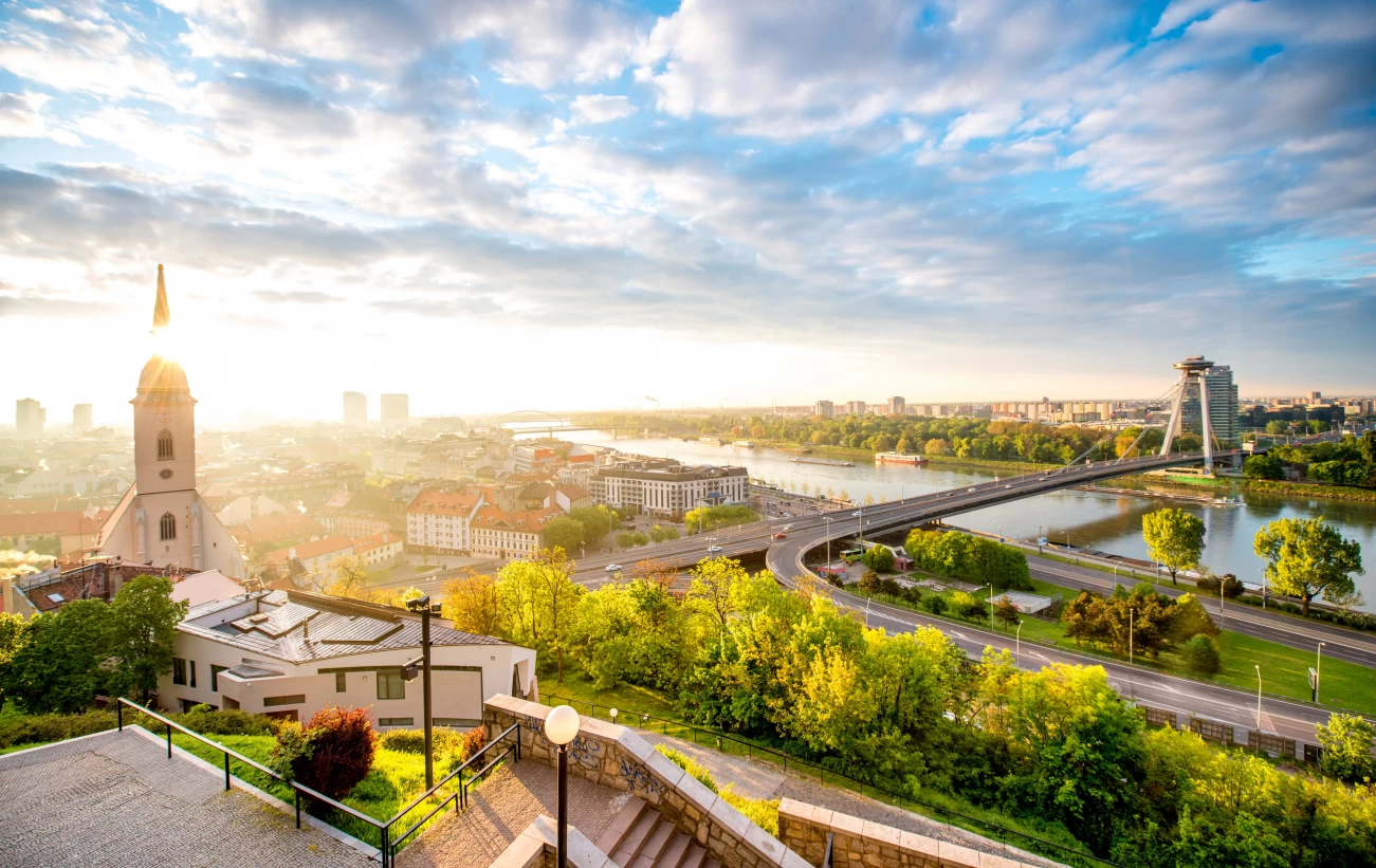 Morning view on Bratislava city