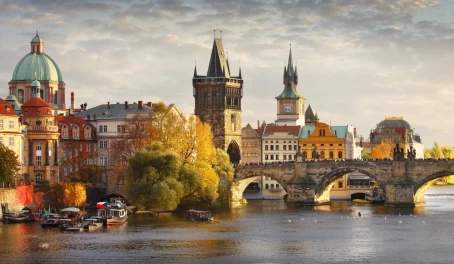 Vltava river and Charles bridge in Prague