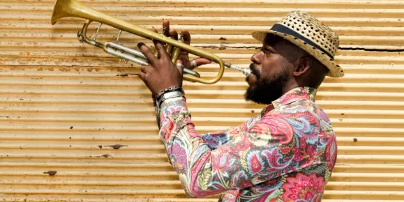 Cuban musician playing the trumpet in Havana, Cuba