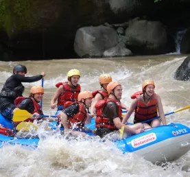 Feeling the rush of the rapids during a whitewater rafting trip in Costa Rica