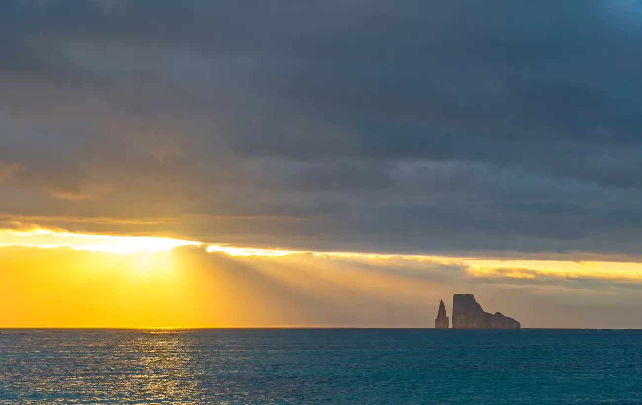 Kicker Rock at sunset in the Galapagos