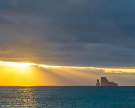 Kicker Rock at sunset in the Galapagos
