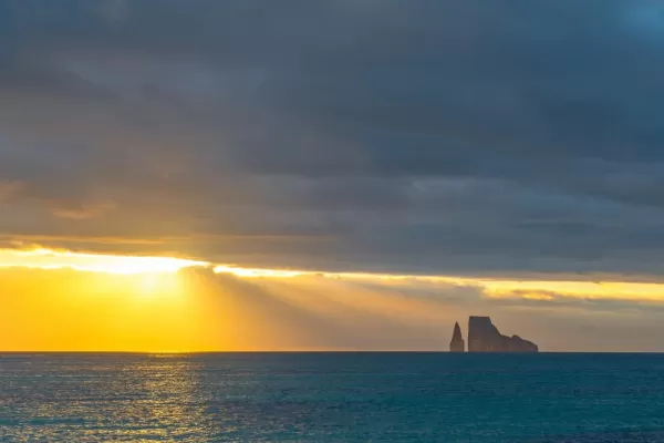 Kicker Rock at sunset in the Galapagos