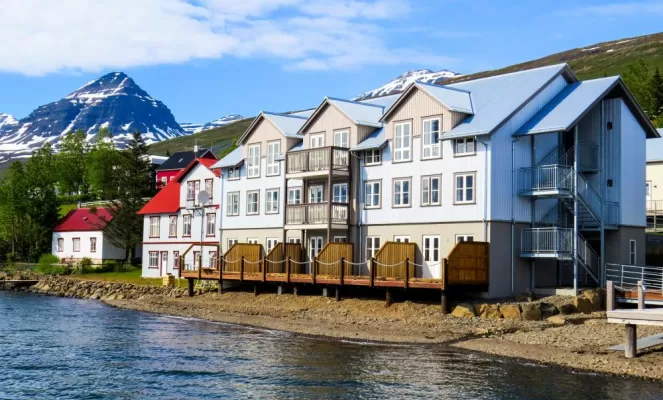 Fosshotel Eastfjords along the fjord